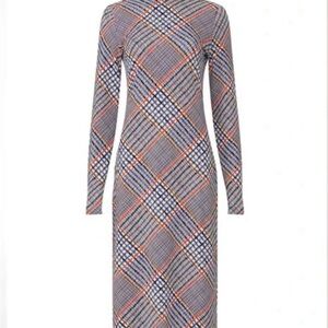 Tanya Taylor Multicolor Plaid Long Sleeve Dress